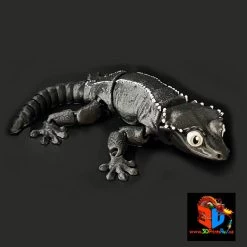 3D Printed Crested Gecko (Black/White Pinstripe) 500049