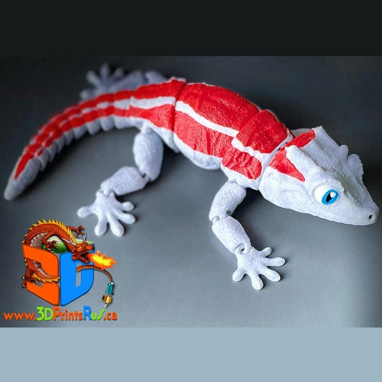 3D Printed Gargoyle Gecko (Grey/Red Stripe) 500053 1 3D Printed Gargoyle Gecko (Grey/Red Stripe) 500053