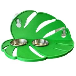 3D Printed Monstera Leaf Dual 0.5oz Cup Suction Cup Feeding Ledge