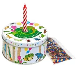 Gift Box "Reptiles" With Candle And Confetti