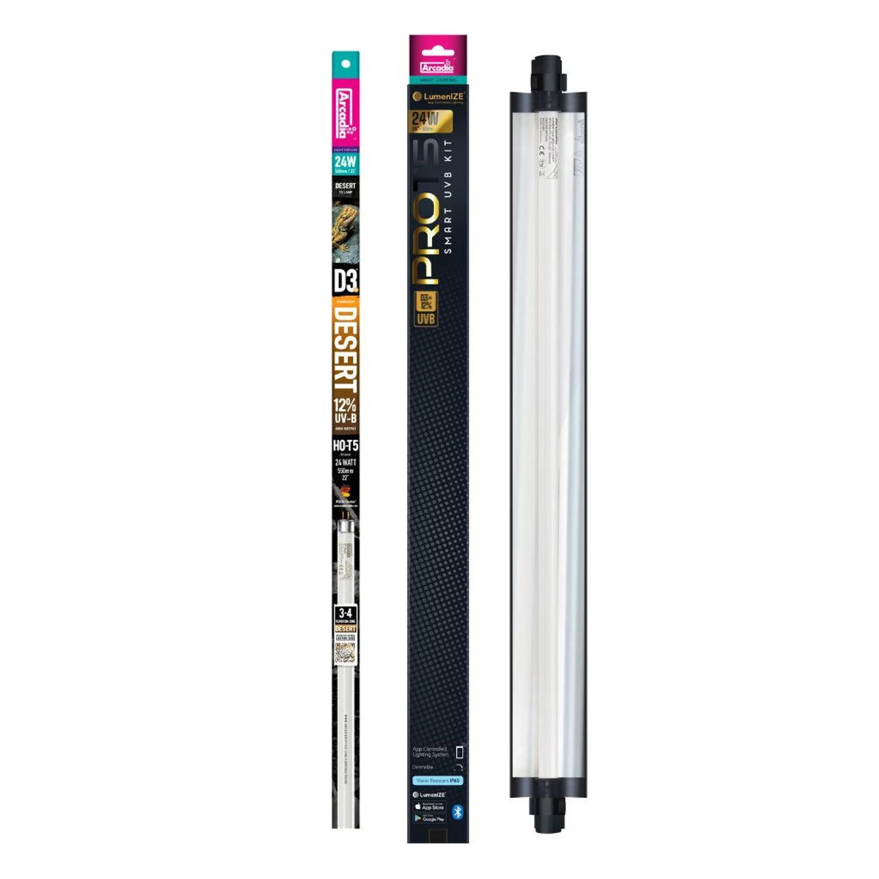 Arcadia LumenIZE Pro T5 UVB Kit, D3+ Desert, 12% UV-B, 24 Watt, US 1 Arcadia LumenIZE Pro T5 UVB Kit, D3+ Desert, 12% UV-B, 24 Watt, US