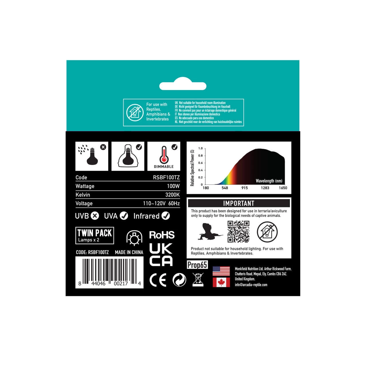 Arcadia Solar Basking Floodlight, 100w Twin Pack 2 Arcadia Solar Basking Floodlight, 100w Twin Pack - Image 2