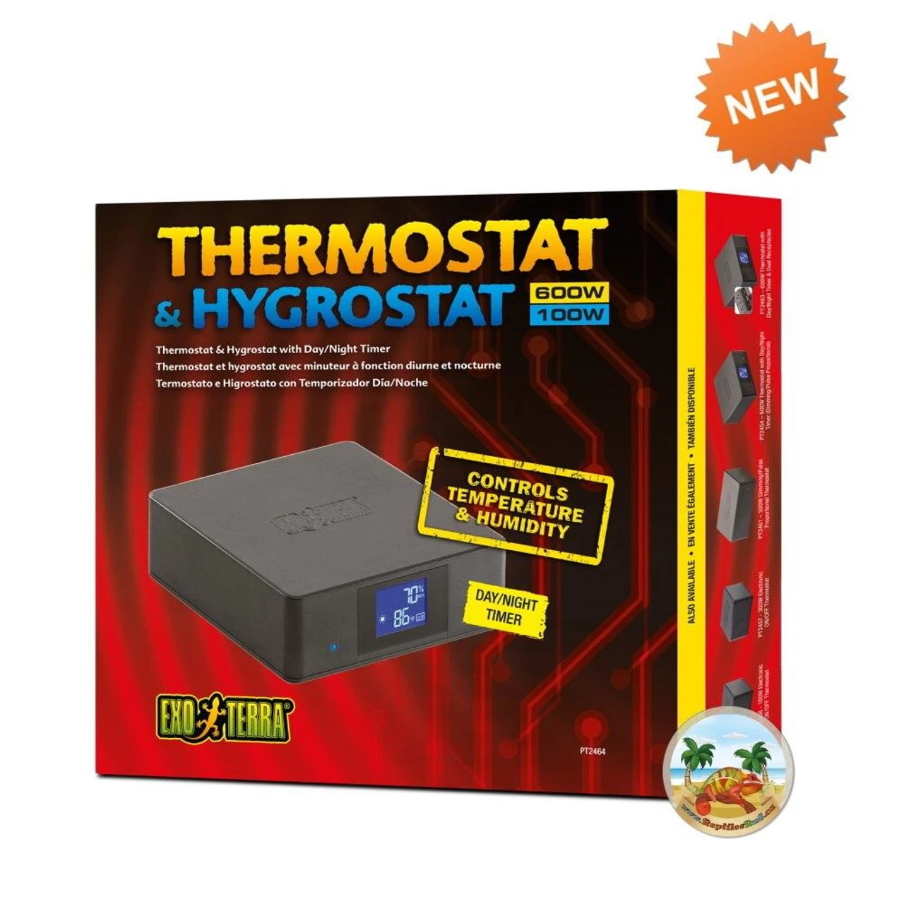 Exo Terra Thermostat (600W) & Hygrostat (100W) With Day/Night Timer 1 Exo Terra Thermostat (600W) & Hygrostat (100W) With Day/Night Timer