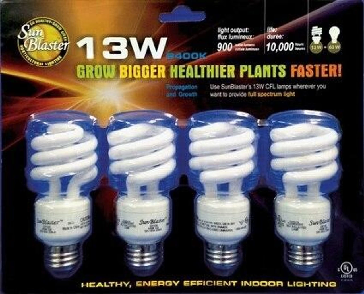 SunBlaster CFL 6400 Bulbs 13W/900L/6400K 4 Pack 1 SunBlaster CFL 6400 Bulbs 13W/900L/6400K 4 Pack